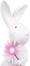 Spring Easter Decorations, 13.2" Distressed Resin Easter Bunny with Pink Flower, Easter Gifts, Farmhouse Decorative Rabbit for Tabletop Mantel, Spring Garden Yard Decor